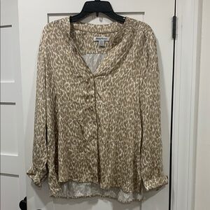 Tommy Bahama Tan and Cream  Blouse